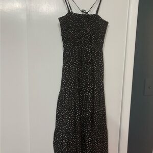 Abercrombie & Fitch Black Maxi Dress with cream Polka Dots